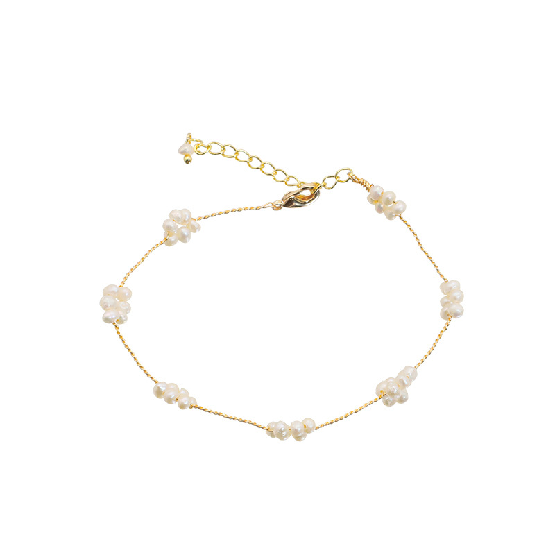 Pulsera de perlas de agua dulce natural Xiaomi nicho de alta calidad personalidad pulsera joyas de oro 18k chapado en oro real