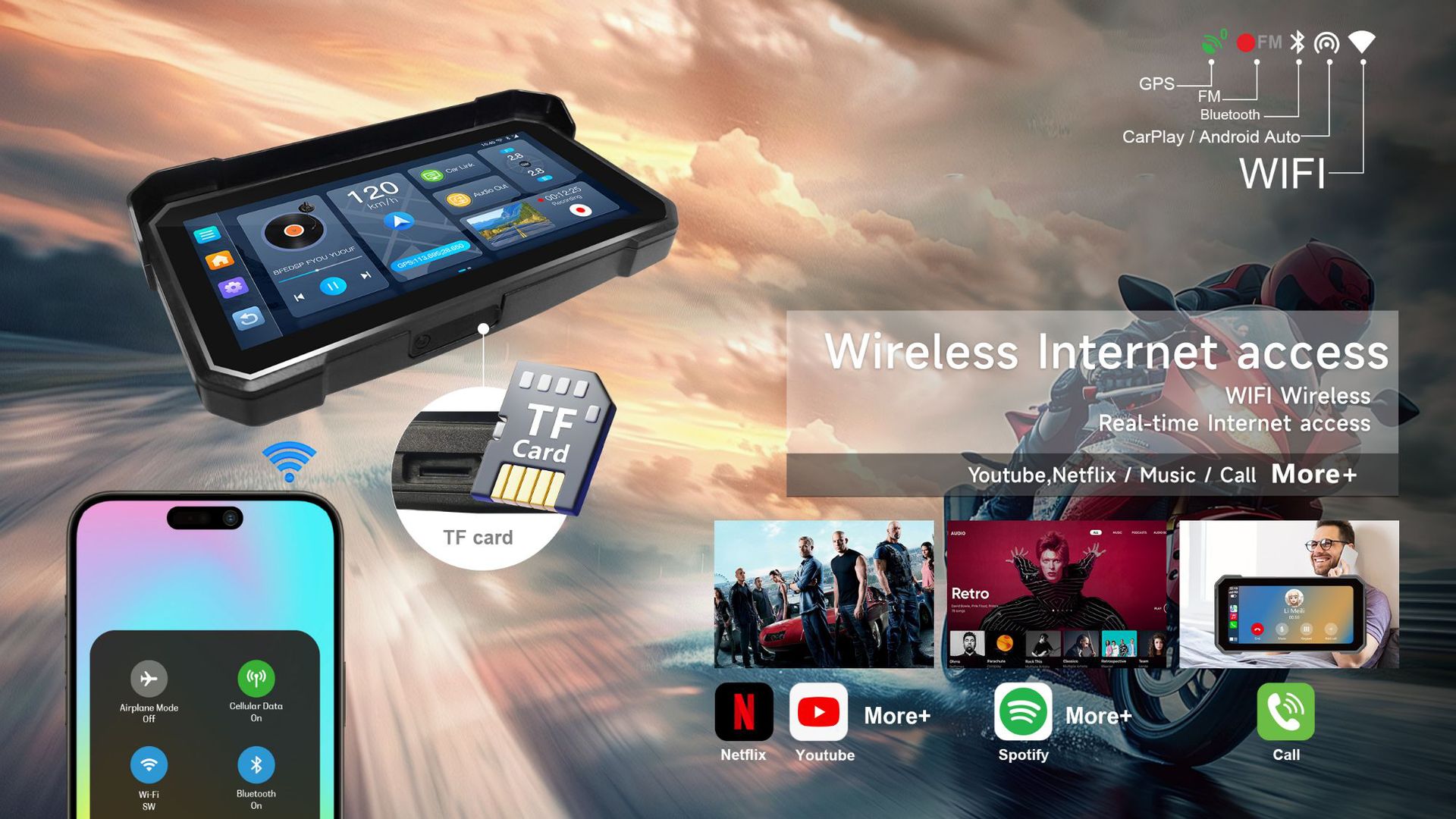 Cross-Border Customized Motorcycle Dashcam with High-Definition Dual Recording and Carplay Navigation