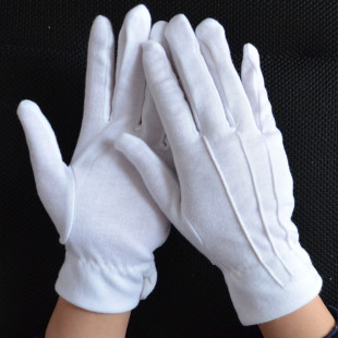Three-Ribbed Buckle Gloves, Ceremonial Gloves, Pure Cotton Three-Ribbed Gloves, Conductor Driver Performance Security Guard Gloves