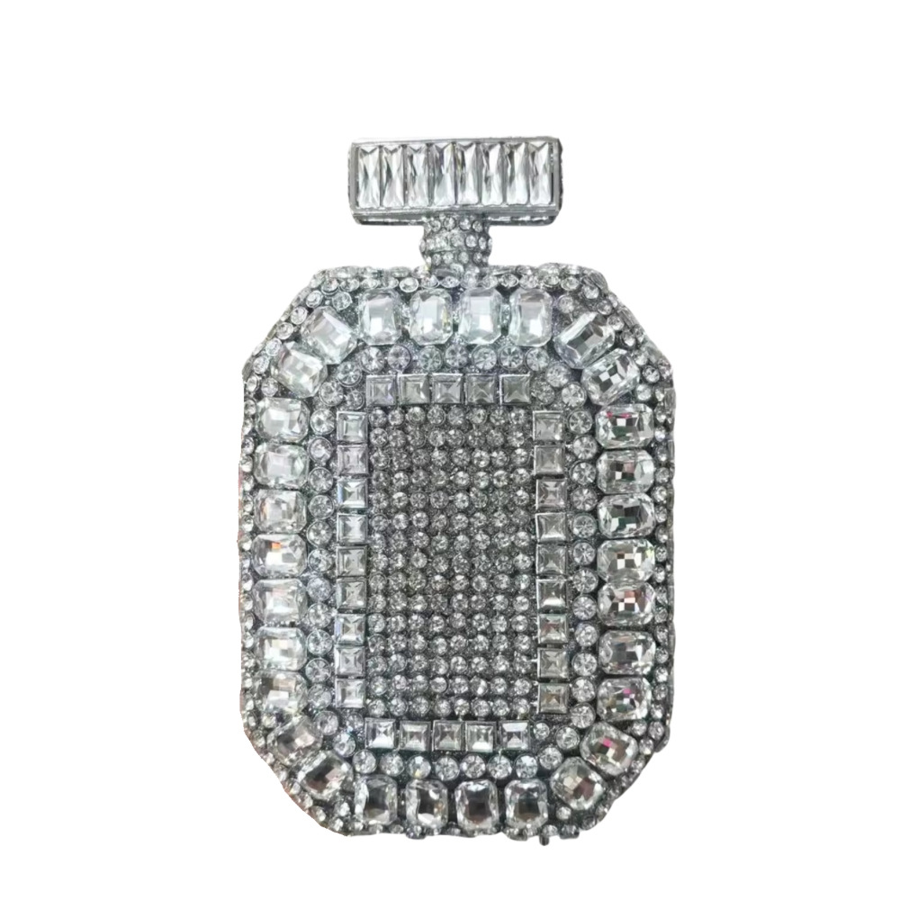 Bolsa de embrague transfronteriza nueva botella de perfume con diamantes bolsas de cena europeas y estadounidenses con diamantes huecos llenos bolsas de mano duras para mujeres