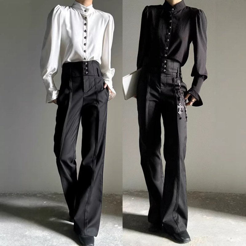 Directly from the Manufacturer: High-Waisted Straight-Leg Pants with Built-In Waistband, Slightly Flared, High-End Feel, Slimming Effect, Unisex Style Dress Pants Directly from the Manufacturer: High-Waisted Straight-Leg Pants with Built-In Waistband, Slightly Flared, High-End Feel, Slimming Effect, Unisex Style Dress Pants