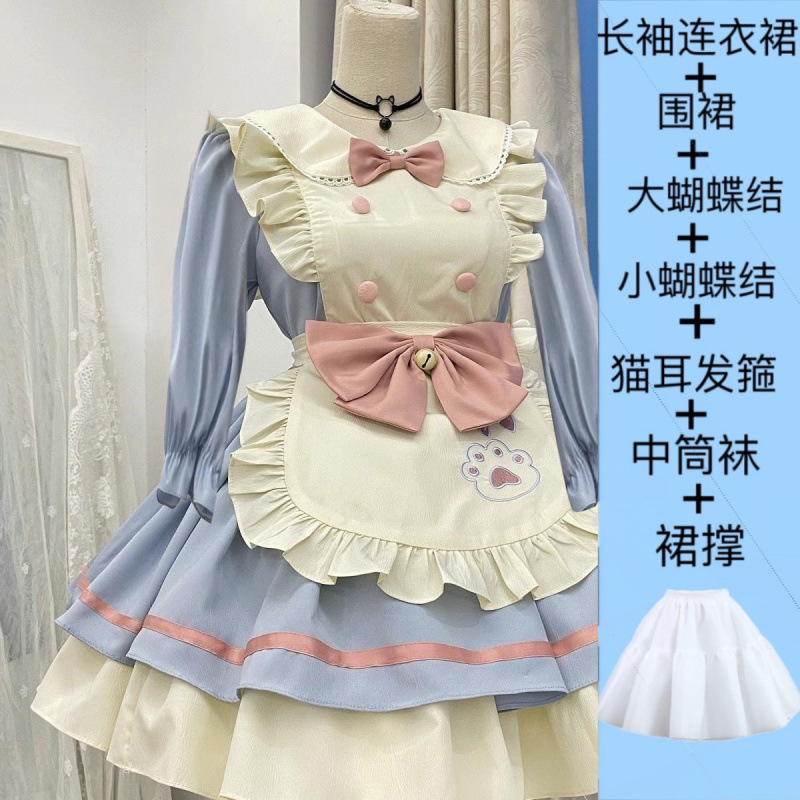 猫レストランかわいいopショートメイドロリータドレスエプロン日本ロリータ甘い女の子新しいスタイル|undefined