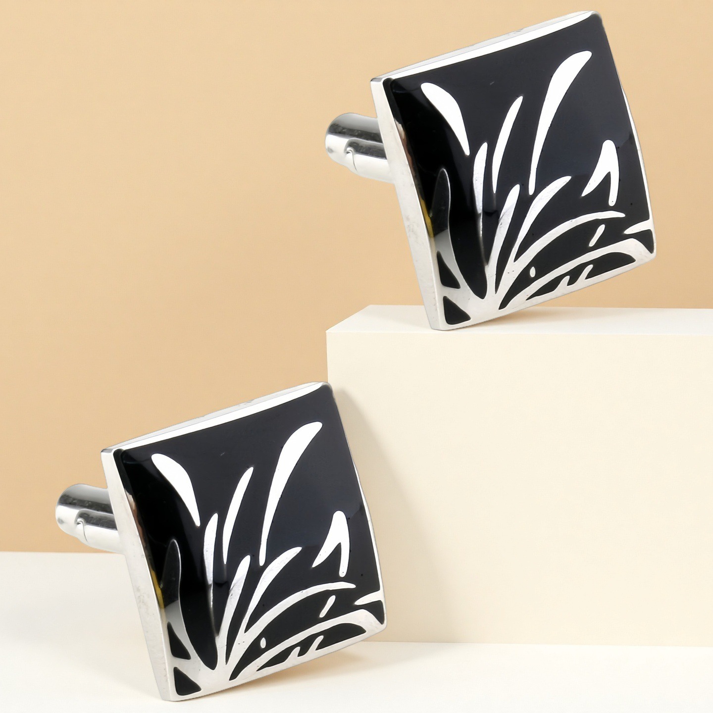 High Quality French Cufflinks Cuff Cuff Stud Men's cufflinks Style Cufflinks Green Plants Flowers