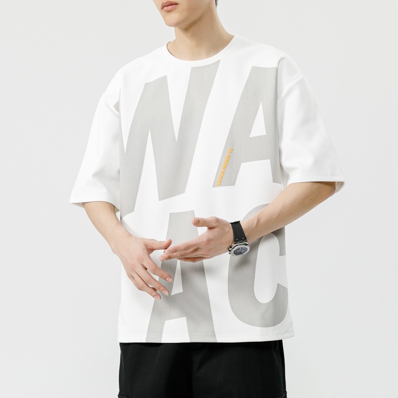 Short-sleeved T-shirt Men's Fertilized Plus Size Summer American Loose Round Neck Half-sleeved Top Men's Trendy Ice Silk T-shirt