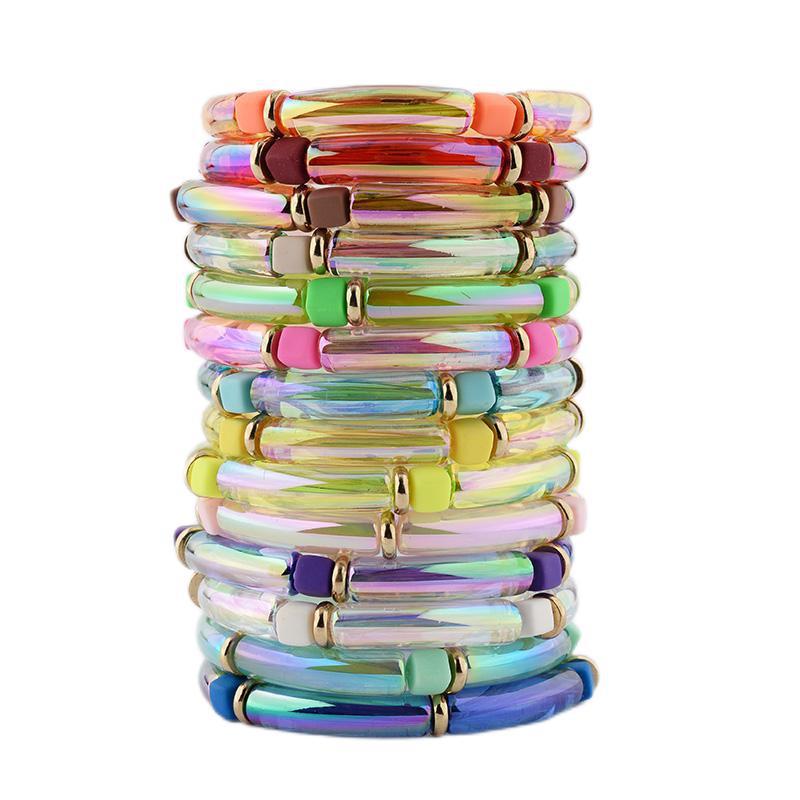Bangle Classification 1 Piece Quantity Novelty Colorful Arylic Beaded Bracelets Wholesale