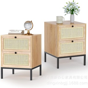 Amazon's Best-Selling Modern and Simple Rattan Bedside Table Set of 2 with 2 Drawers Coffee Table
