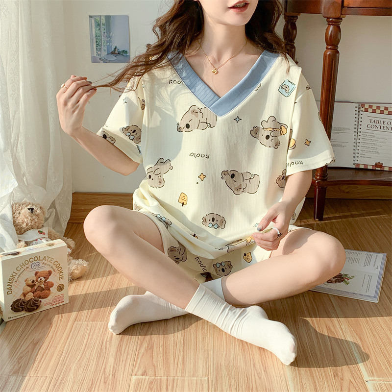 孕妇产后哺乳期睡衣夏季待产大码宽松短袖套装薄款休闲喂奶居家服