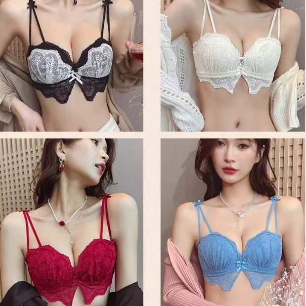 Lace set, latex push up bra, underwear, wireless bra