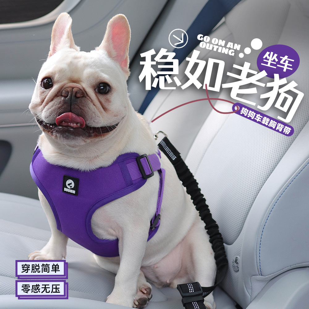 Mayorista mascota coche de pecho trasero conducción freno rápido giro anti-flying perro cuerda de tracción cómodo cero presión perro pecho trasero