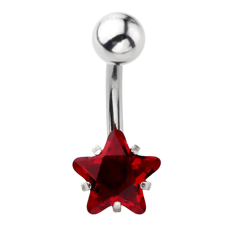 Piercing per ombelico in acciaio inossidabile di grado AAA, con stella a cinque punte, nuovo anello per ombelico in zircone a forma di stella placcato in oro_voghion.com