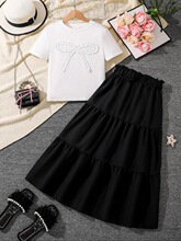 D 69727 Girl's Bow Top Skirt Set ���������°���ȹ ����