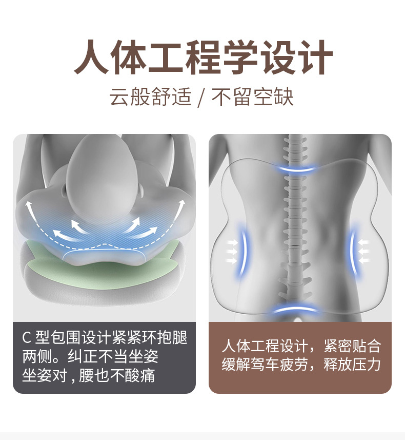 Wholesale Car Headrest and Lumbar Support Memory Foam for All Seasons, Comfortable Waist and Neck Protection, Car Waist Protection Artifact Cushion