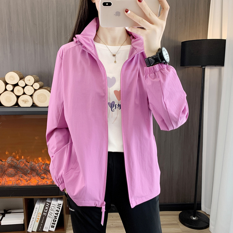 Primavera y otoño al aire libre chaqueta de mujer nylon cuatro caras bala única malla ventilada chaqueta con capuchón a prueba de viento puede imprimir LOGO image 8