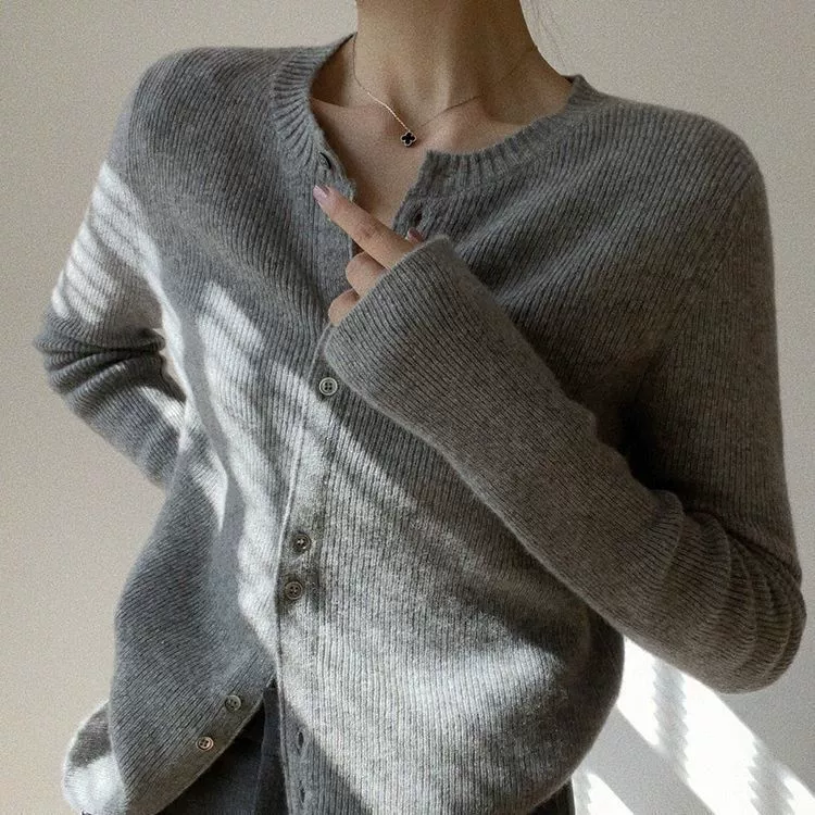 Пуловер-кардиган из шерсти Ash Velvet-Knitted, демисезонная длинный рукав куртка, корейский стиль, V-образный вырез,