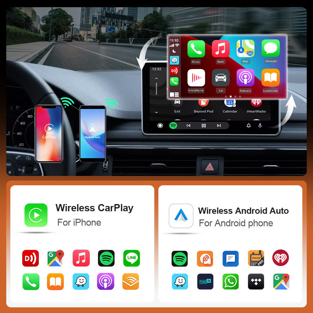 Upgrade your car's wired system with this 2-in-1 wireless CarPlay adapter, making in-car connectivity a breeze