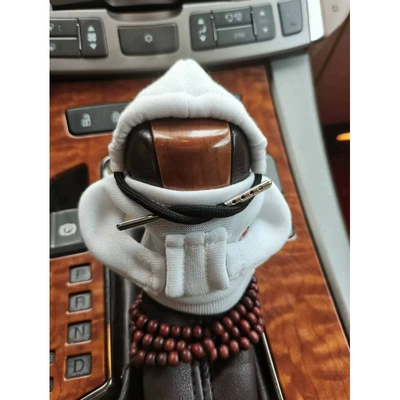 Cross-Border Creative Car Gear Handle Cover, Car Gear Cover, Sweatshirt, Transmission Gear Handle Protective Cover, Car Interior Decoration (Sürətlər qutusu və əl tormozu başlıqları) - white