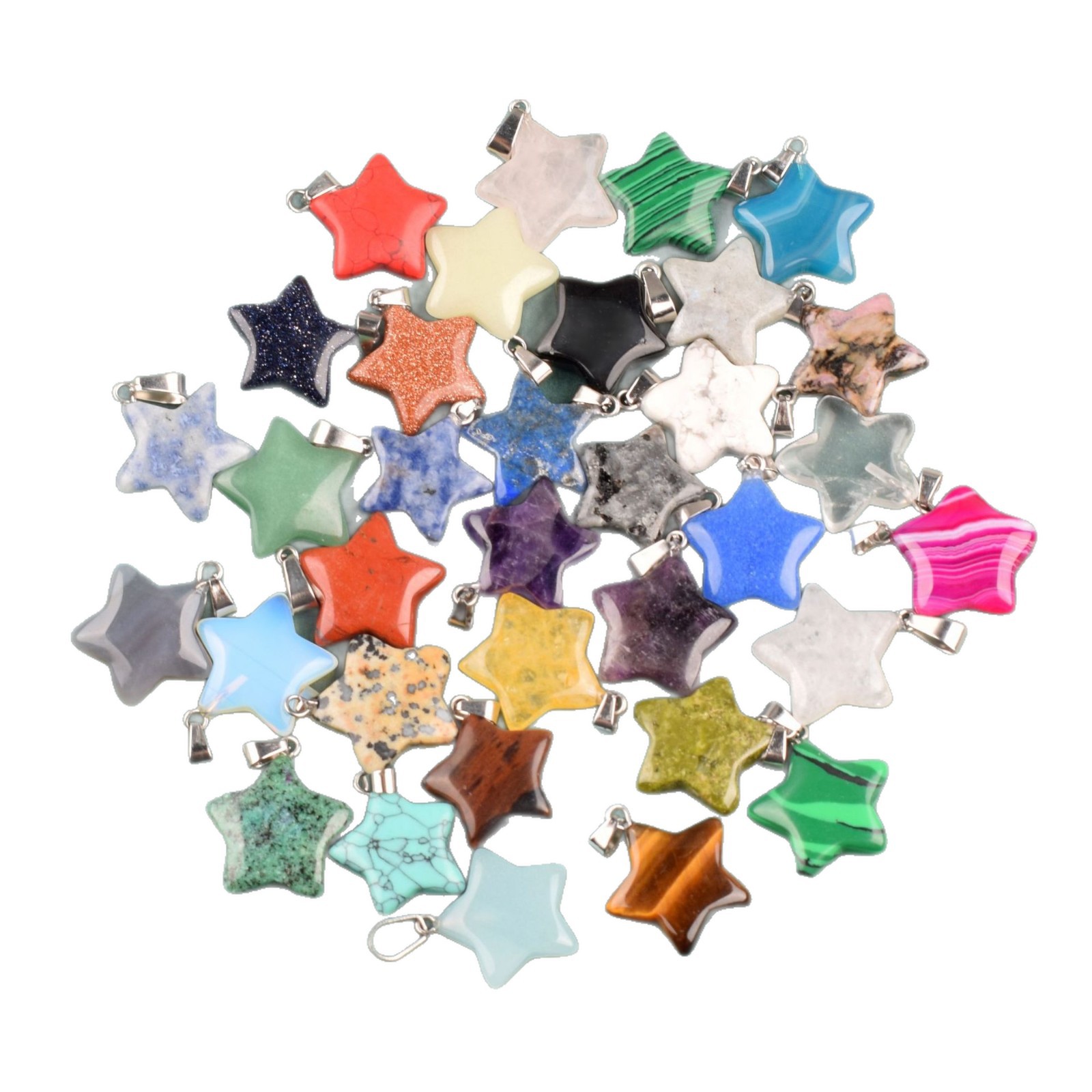 Colgante de piedra de estrella de color natural colgante de amatista de estrella de color pentagramas colgante de estrella de cielo colgante DIY joyas artículos