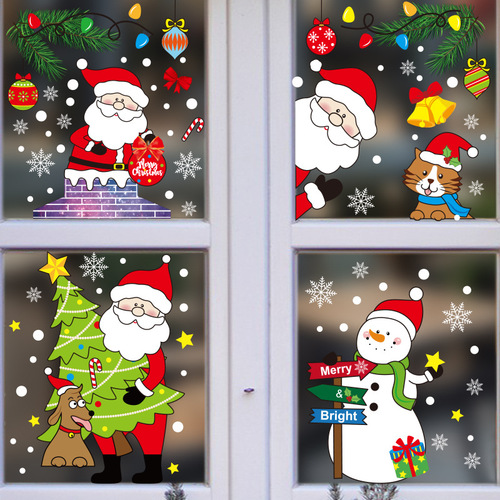 Christmas decoration Amazon best-selling Santa reindeer static sticker Christmas shopping mall glass display window decoration