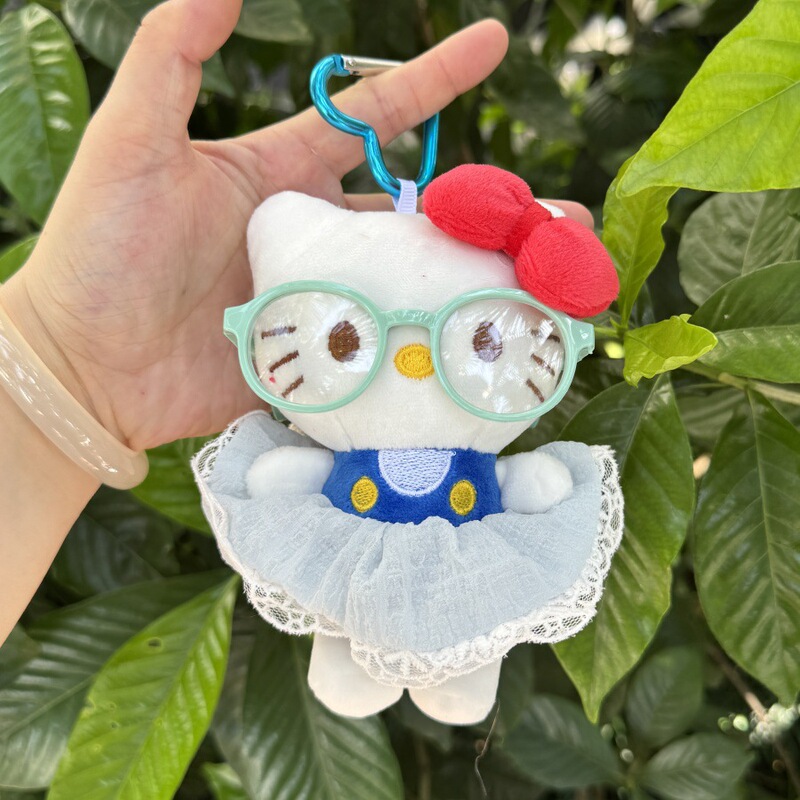 爆款超萌眼镜学妹kitty公仔玩偶卡通挂件包包钥匙扣送闺蜜挂饰|undefined