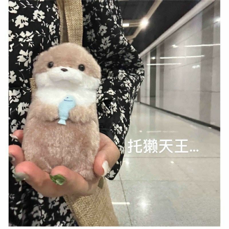 Cute Little Otter Holding Fish Plush Doll Pendant Doll Gift Gift Cute Creative Gift