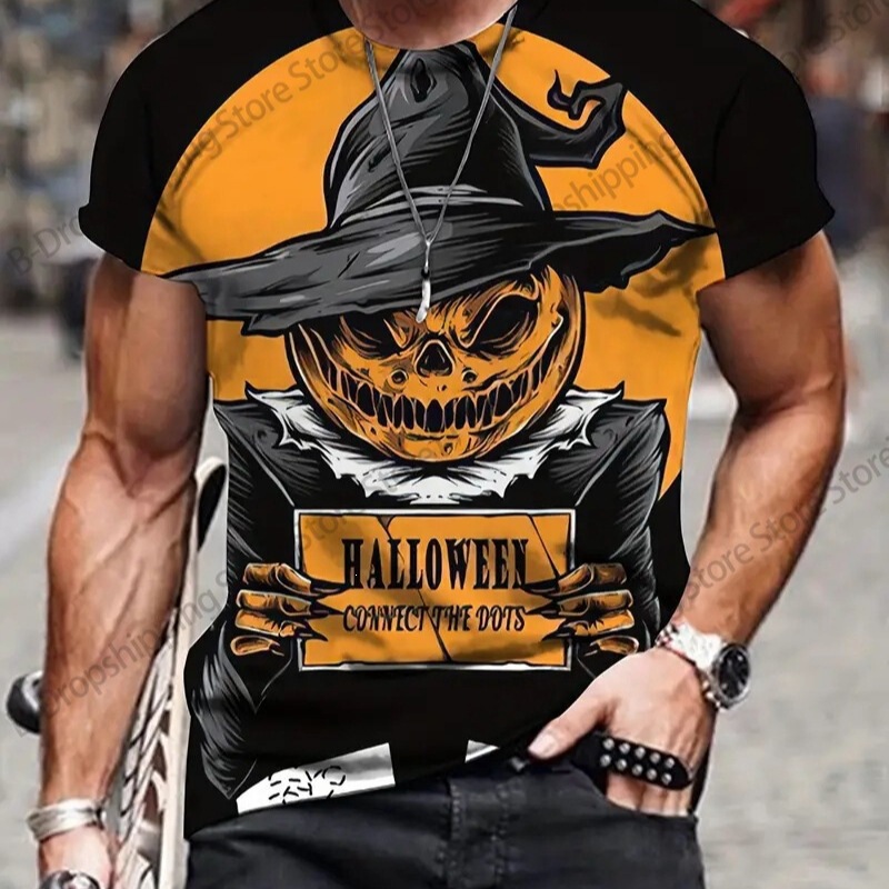 Interesting Halloween Skull 3D Printed Cross-Border New Men's Casual Short-Sleeved T-Shirt Factory Direct Sales Source Interesting Halloween Skull 3D Printed Cross-Border New Men's Casual Short-Sleeved T-Shirt Factory Direct Sales Source