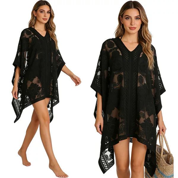 In-Stock New Patterned Blouse Shawl, Cross-Border Hot-Selling Fashion Item, Breathable, High-End Feel, Versatile, Transparent, Sexy Sun Protection Shirt
