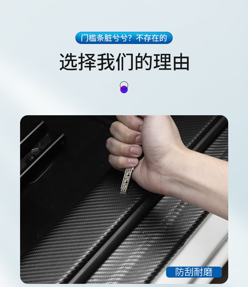 Universal Car Door Sill Strip Anti-Scratch Protective Sticker Carbon Fiber Pattern Leather Sticker Welcome Pedal Anti-Scratch Decorative Strip