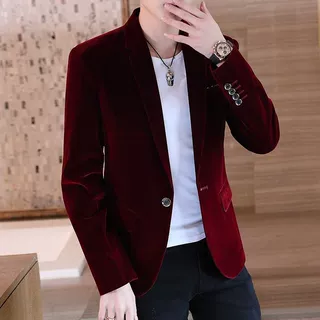 山力达迪男士休闲金丝绒韩版西装秋冬单西潮流平绒小西服单西上衣