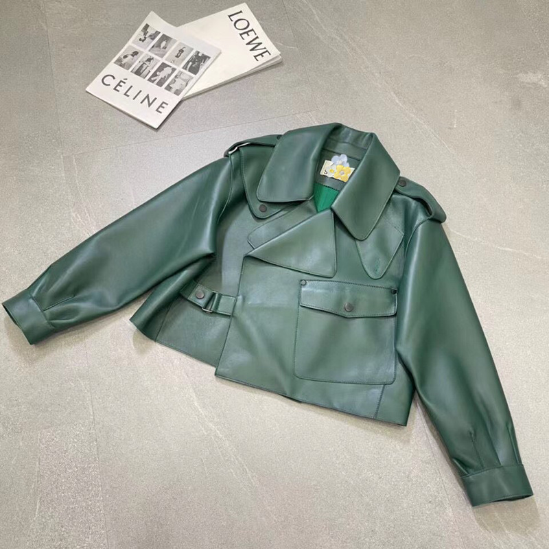 New Autumn and Winter Loose Genuine Leather Jacket for Women Reba Star's Same Style Goatskin Large Size Jacket Short Leather Jacket