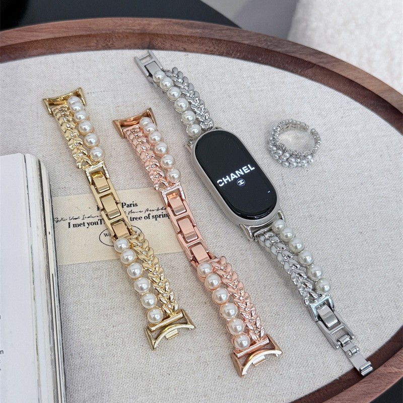 Pearl and Metal Bracelet Strap Suitable for Apple Watch Series 11, iWatch S987 Watch Strap Pearl and Metal Bracelet Strap Suitable for Apple Watch Series 11, iWatch S987 Watch Strap