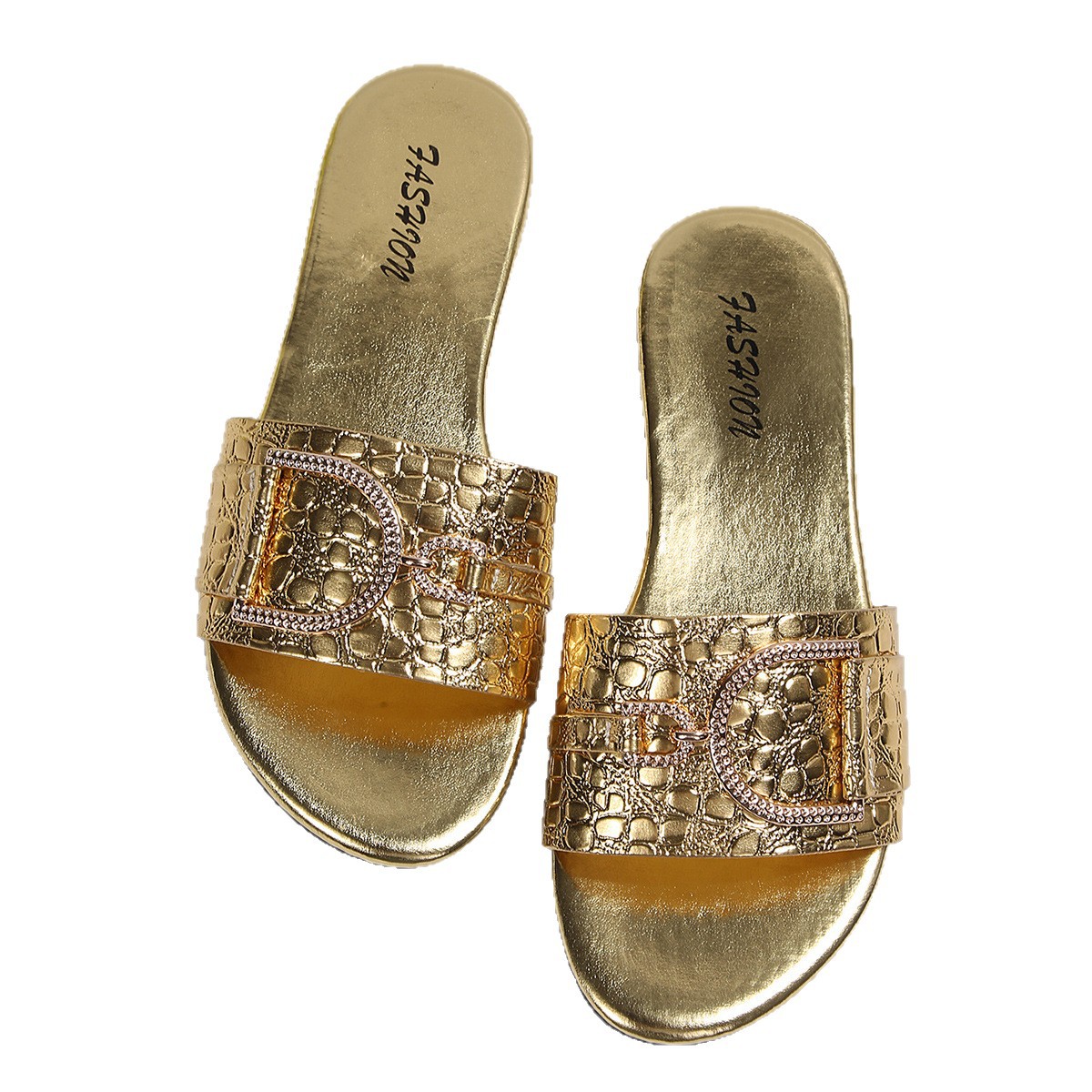 Sandalias Planas para Mujer de Cuero Sintético, Cómodo, Fondo Plano, para Uso Casual