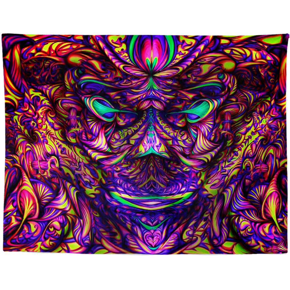Cross-border psychedelic frenzy color animal and plant tapestry background wall tapestry digital printing tapestry can be customized to map