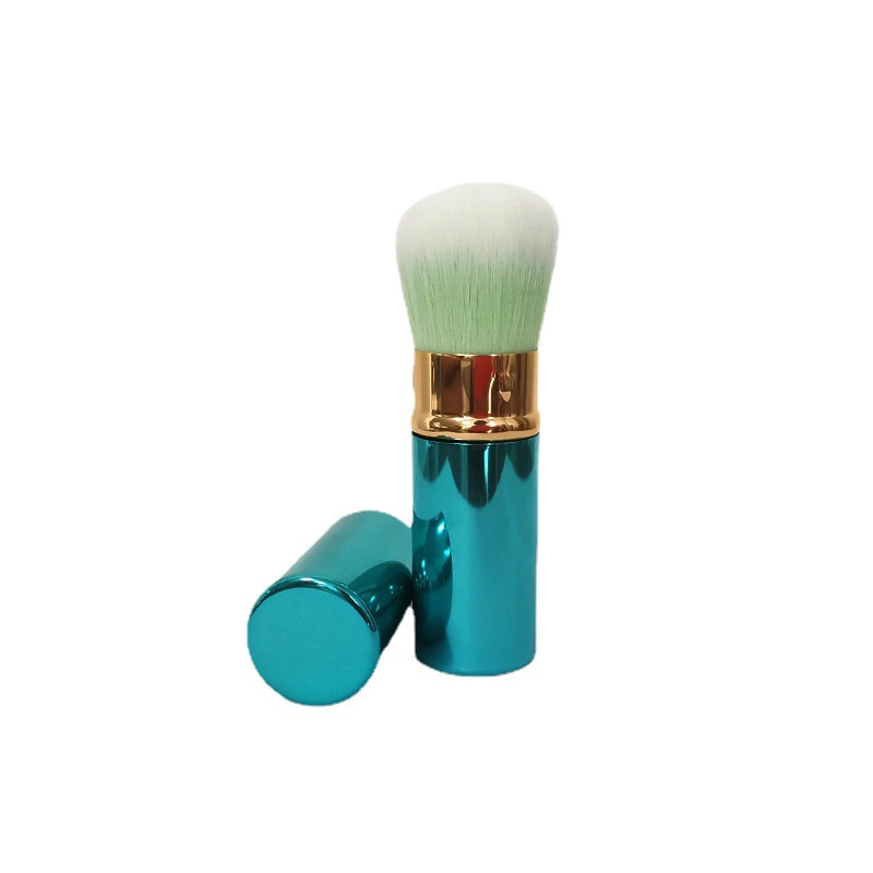 Fábrica al por mayor nuevo cepillo de maquillaje retráctil mini portátil tubo de aluminio suave pelo rubor cepillo pieza única cepillo suelto con tapa