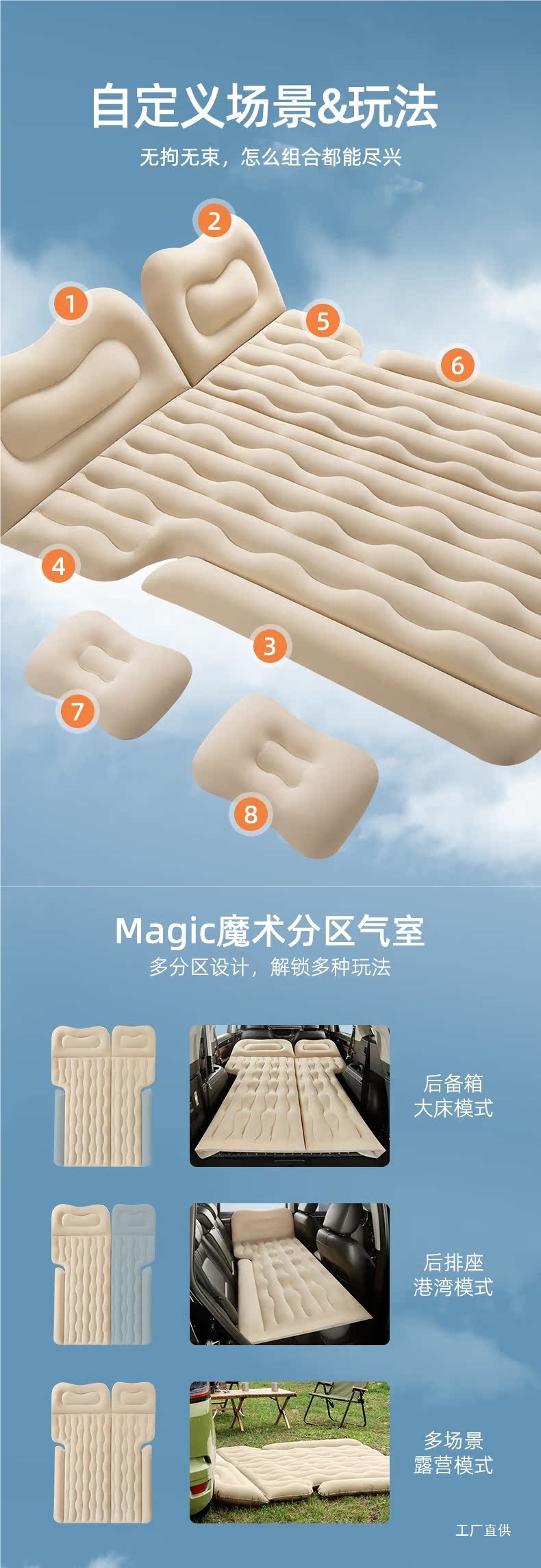 Joe's Suv Car Inflatable Bed Car Trunk Air Bed Car Sleeping Artifact Leveling Pad Car Mattress