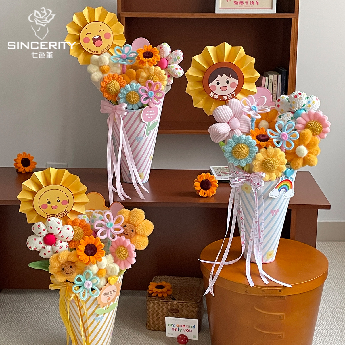 Día del maestro de siete colores cordier pieza de moldeo integral engrosado material de embalaje de flores artesanal diy flor artesanal paquete de flores