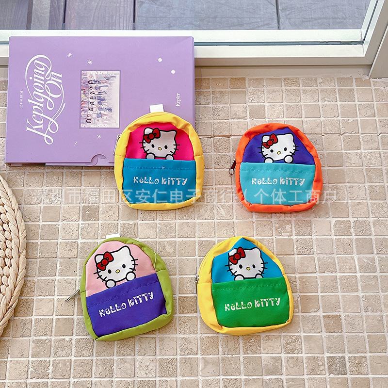 New Cute Pink Spelling Purple KT Cat Bag Pendant Mobile Phone Lanyard Mini Change Headset Storage Wristband Mobile Phone Universal
