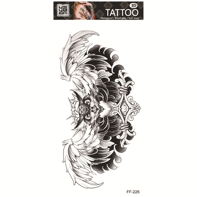 Yuanhua fábrica de pegatinas de tatuaje a prueba de agua en stock al por mayor cabeza de Lobo tótem texto árabe tatuaje pegatinas suministro transfronterizo