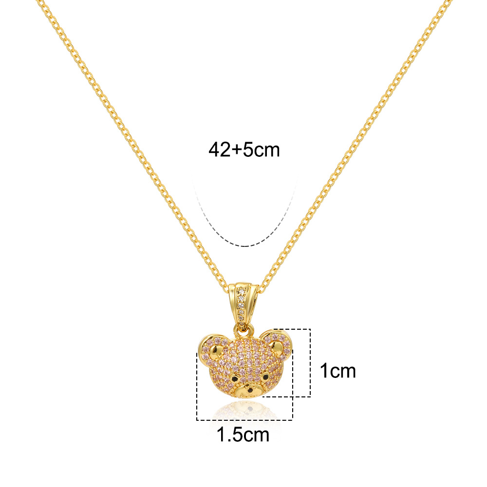 Ig Style Cute Bear Brass Plating Inlay Zircon Pendant Necklace 1 Piece display picture 1