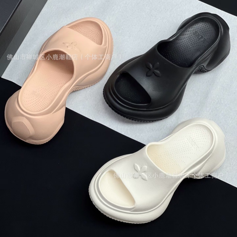 2025 新しい夏の smfk 厚底スリッパ女性のためのシルバークロスフラワーハイヒールプラットフォームサンダル|undefined