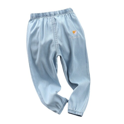 2024 New Children's Summer Tencel Denim Jeans Loose Unisex Kids Denim Jeans Kindergarten Daily Wear