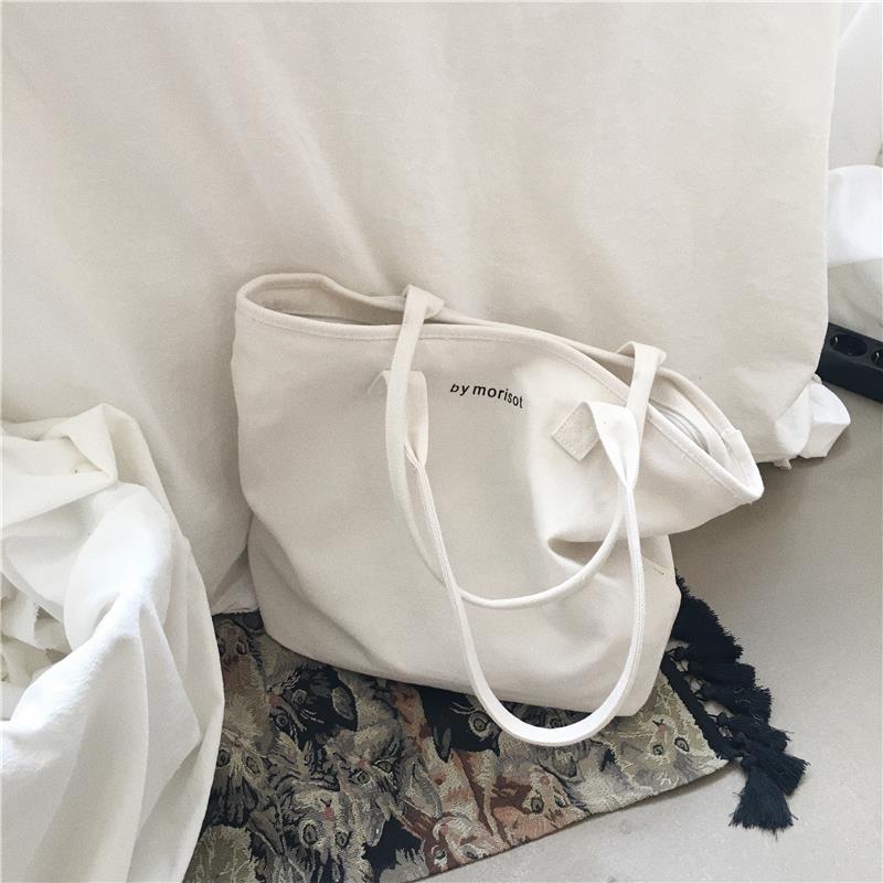 Capacious minimalistic handheld solid color shopping bag
