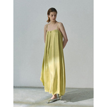 [共线]COLNE夏季新款天丝叠褶垂坠感抹胸连衣裙吊带裙女C3196