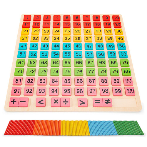 Children's early education wooden hundreds-to-board learning cognitive building blocks puzzle operation addition and subtraction toys first grade teaching aids