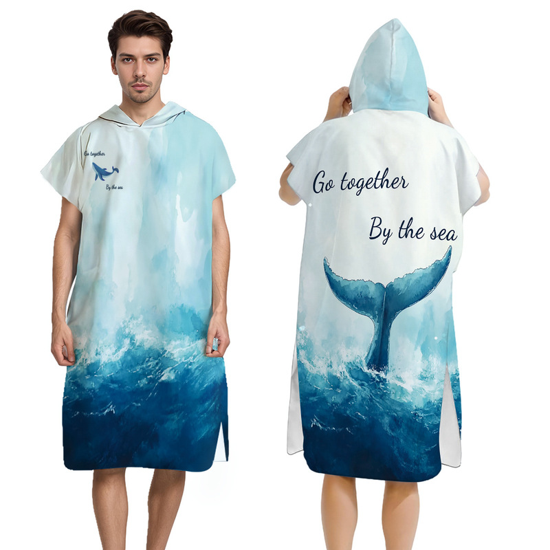 Cross-Border Popular Adult Absorbent Quick-Drying Hooded Beach Towel Manufacturer Ready-Made Warm and Portable Children's Cloak