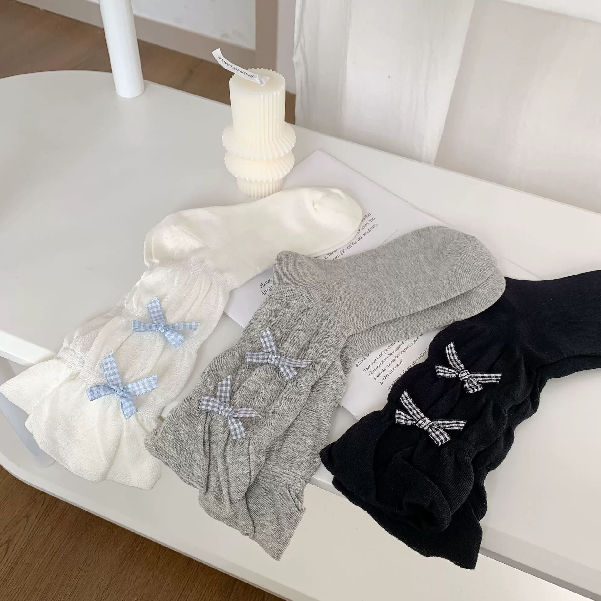 Брендовый цветной хват для волос с бантом, милые носки, Южная Корея, средняя длина, стильLolita