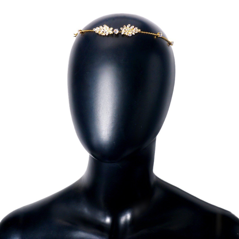 Amazon incendio zircon cadena de frente de moda europea y americana vestido de boda accesorios cadena de pelo mujer cadena de pelo