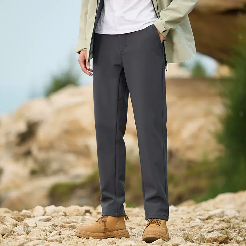 秋冬情侣休闲裤防风户外冲锋直筒裤弹力保暖加绒长裤子男