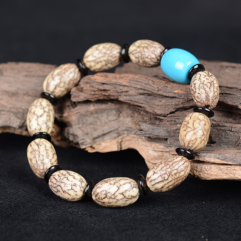 吉方圆血丝金丝菩提子佛珠批发蜜蜡绿松款单圈菩提手串手链女款