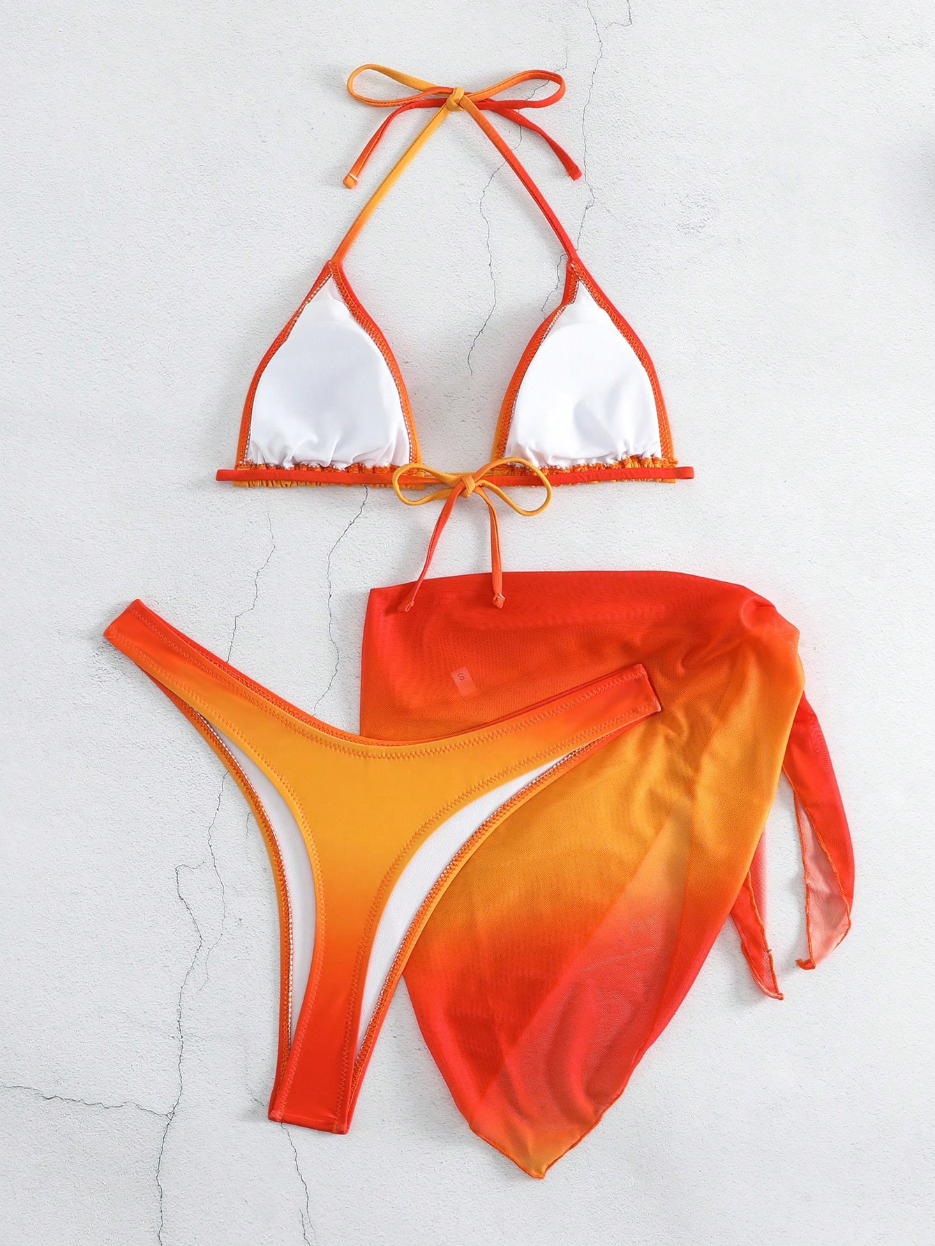 Women's Vacation Gradient Color 3 Pieces Set Bikinis Swimwear display picture 7