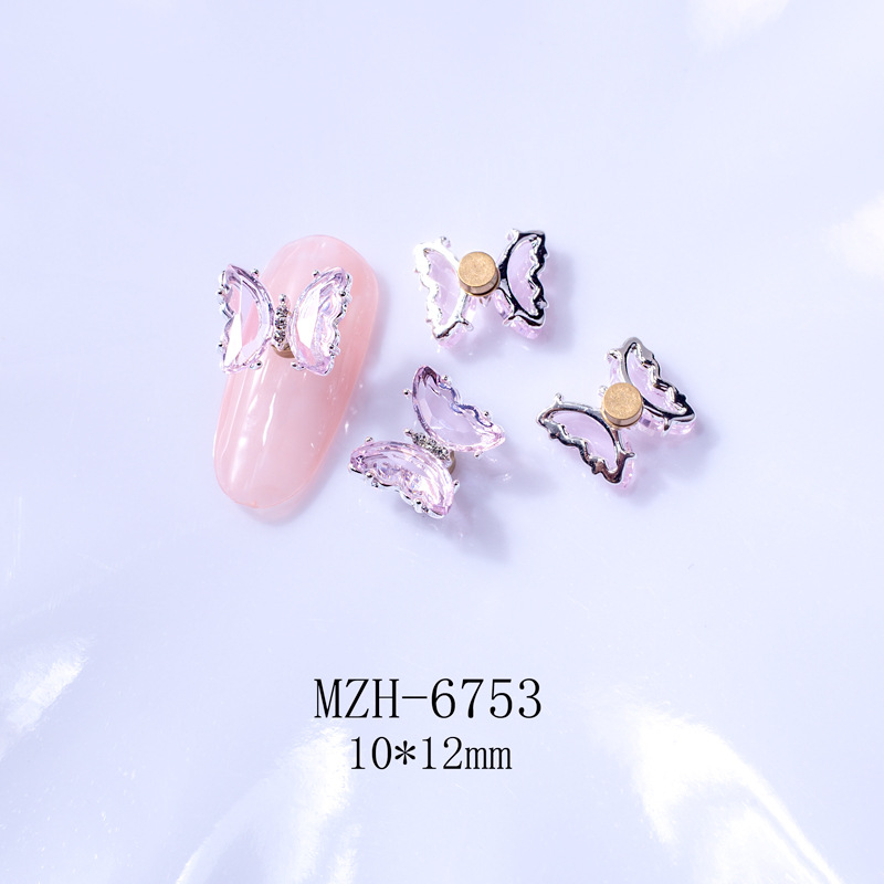Giratoria de uñas mariposa joyería en línea celebridad tridimensional Rosa cristal alas accesorios DIY mariposa joyería de uñas Taladro